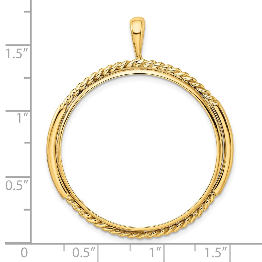 FJC Finejewelers 14 kt Yellow Gold and Vertical Double Twisted 32.7mm Prong Coin Bezel Pendant