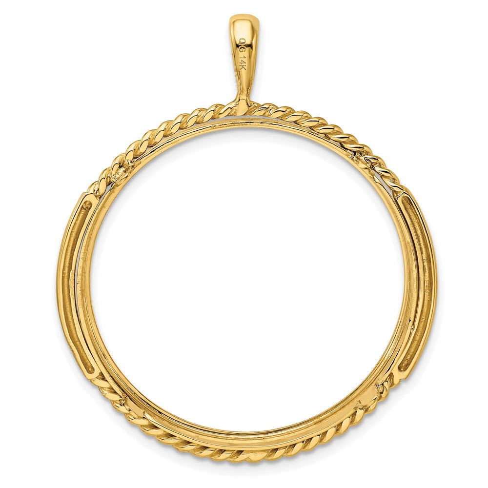 FJC Finejewelers 14 kt Yellow Gold and Vertical Double Twisted 32.7mm Prong Coin Bezel Pendant
