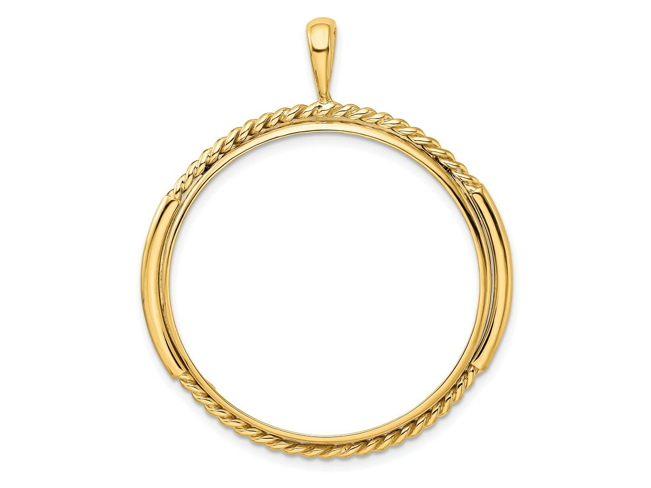 FJC Finejewelers 14 kt Yellow Gold and Vertical Double Twisted 32.7mm Prong Coin Bezel Pendant