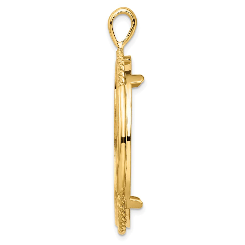 FJC Finejewelers 14 kt Yellow Gold and Vertical Double Twisted 34.2mm Prong Coin Bezel Pendant
