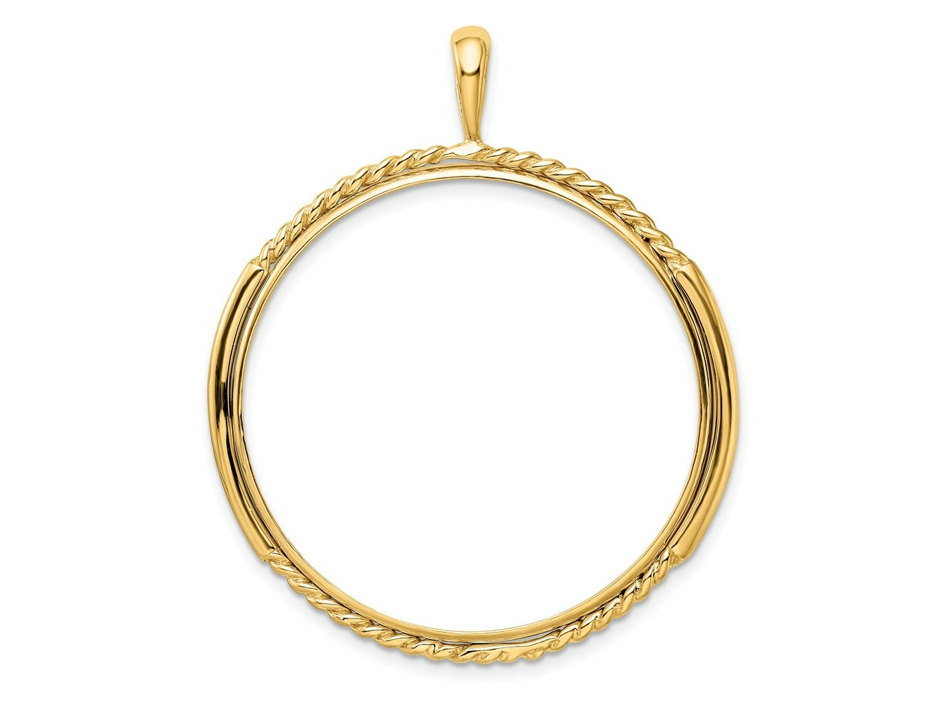 FJC Finejewelers 14 kt Yellow Gold and Vertical Double Twisted 34.2mm Prong Coin Bezel Pendant