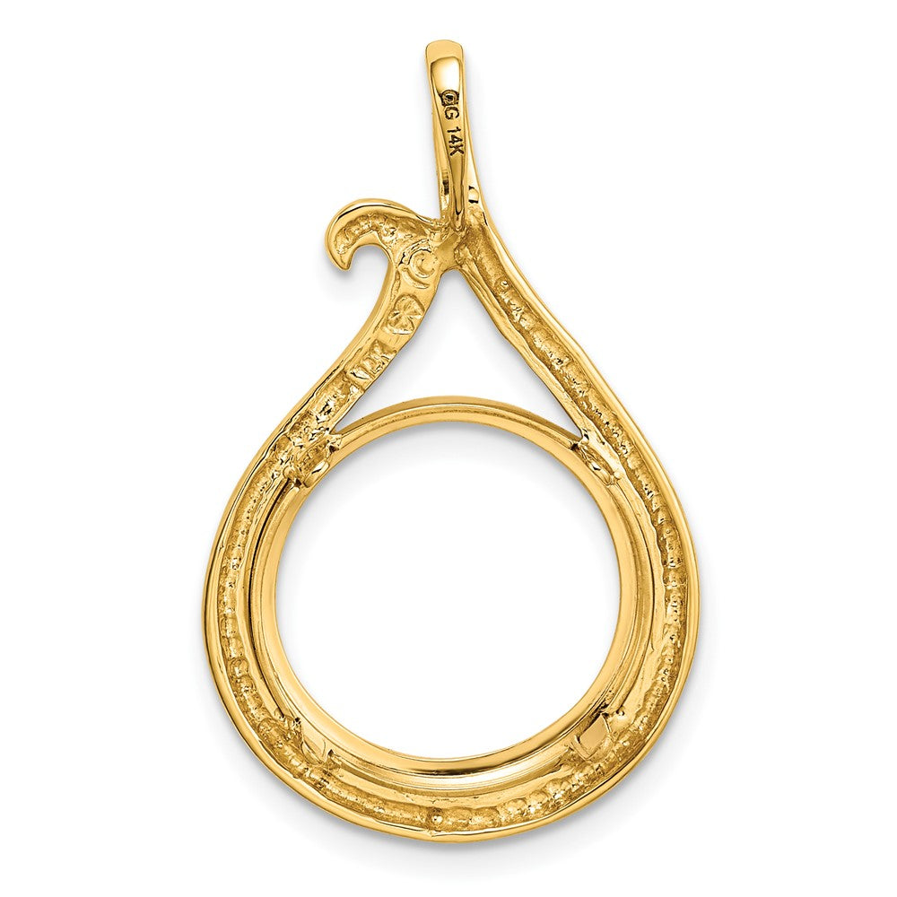 FJC Finejewelers 14 kt Yellow Gold Polished Curled Teardrop 14.0mm Prong Coin Bezel Pendant