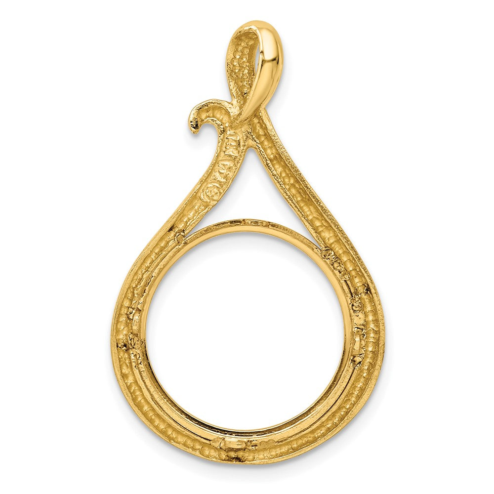 FJC Finejewelers 14 kt Yellow Gold Polished Curled Teardrop 16.5mm Prong Coin Bezel Pendant