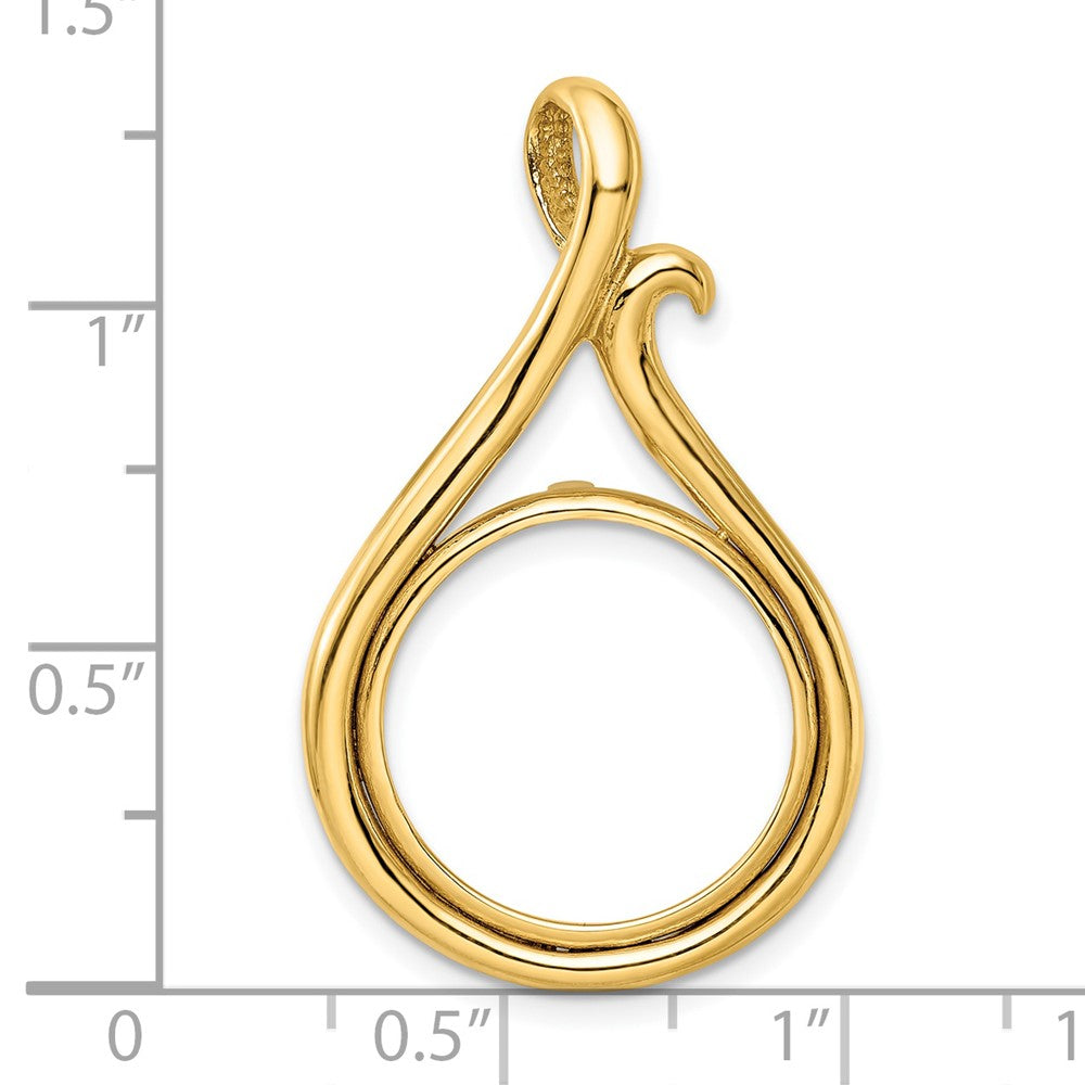 FJC Finejewelers 14 kt Yellow Gold Polished Curled Teardrop 16.5mm Prong Coin Bezel Pendant
