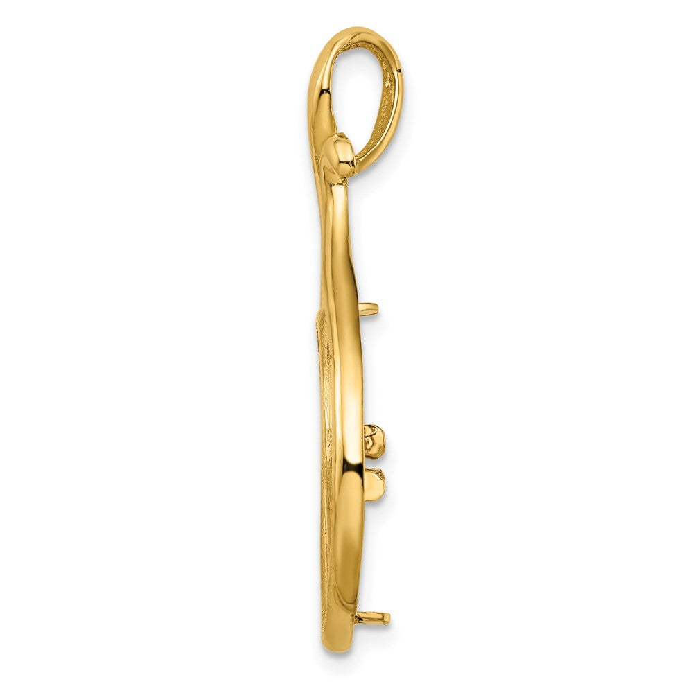 FJC Finejewelers 14 kt Yellow Gold Polished Curled Teardrop 16.5mm Prong Coin Bezel Pendant