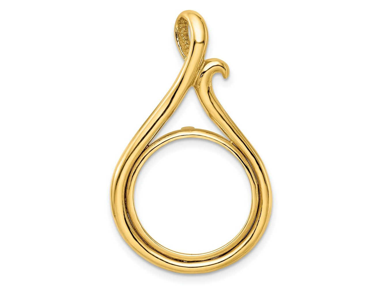 FJC Finejewelers 14 kt Yellow Gold Polished Curled Teardrop 16.5mm Prong Coin Bezel Pendant