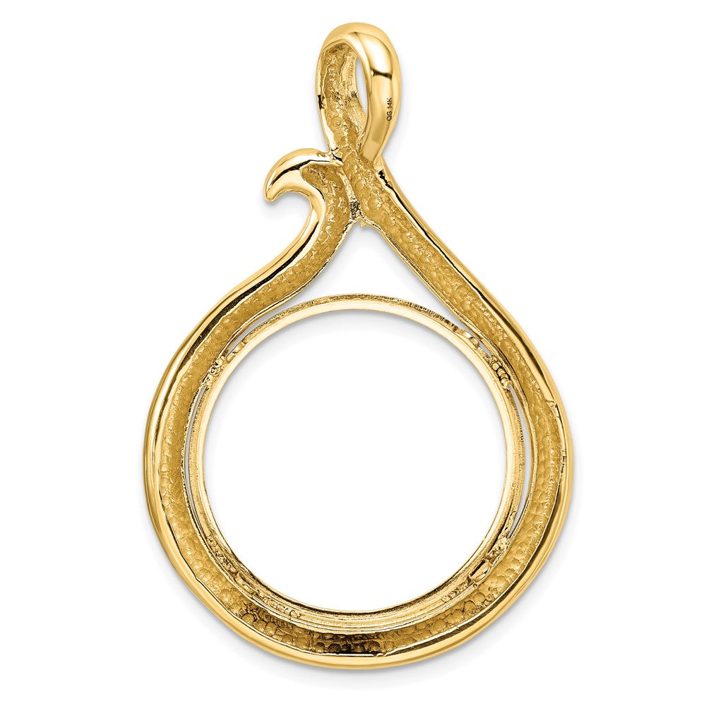 FJC Finejewelers 14 kt Yellow Gold Polished Curled Teardrop 22.0mm Prong Coin Bezel Pendant