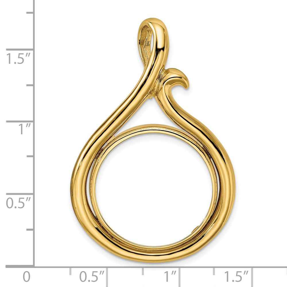 FJC Finejewelers 14 kt Yellow Gold Polished Curled Teardrop 22.0mm Prong Coin Bezel Pendant