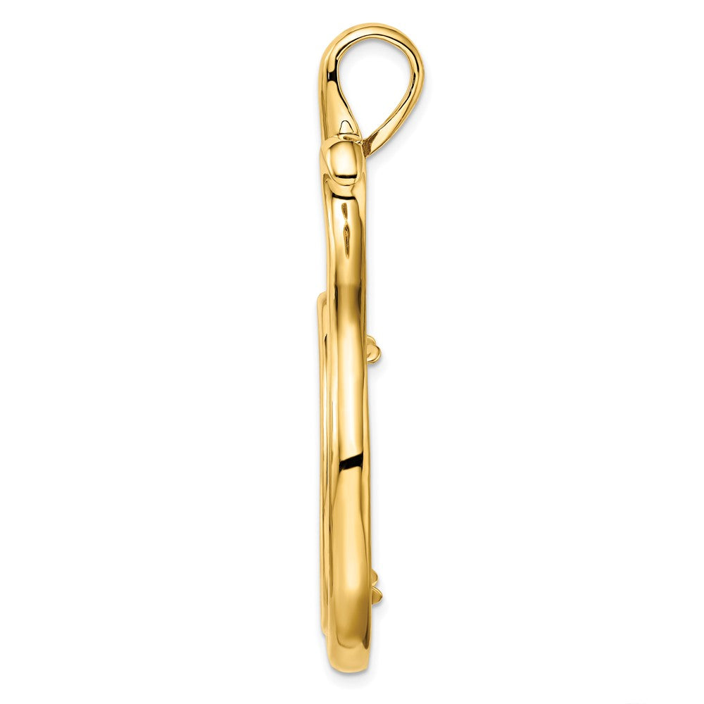 FJC Finejewelers 14 kt Yellow Gold Polished Curled Teardrop 27.0mm Prong Coin Bezel Pendant