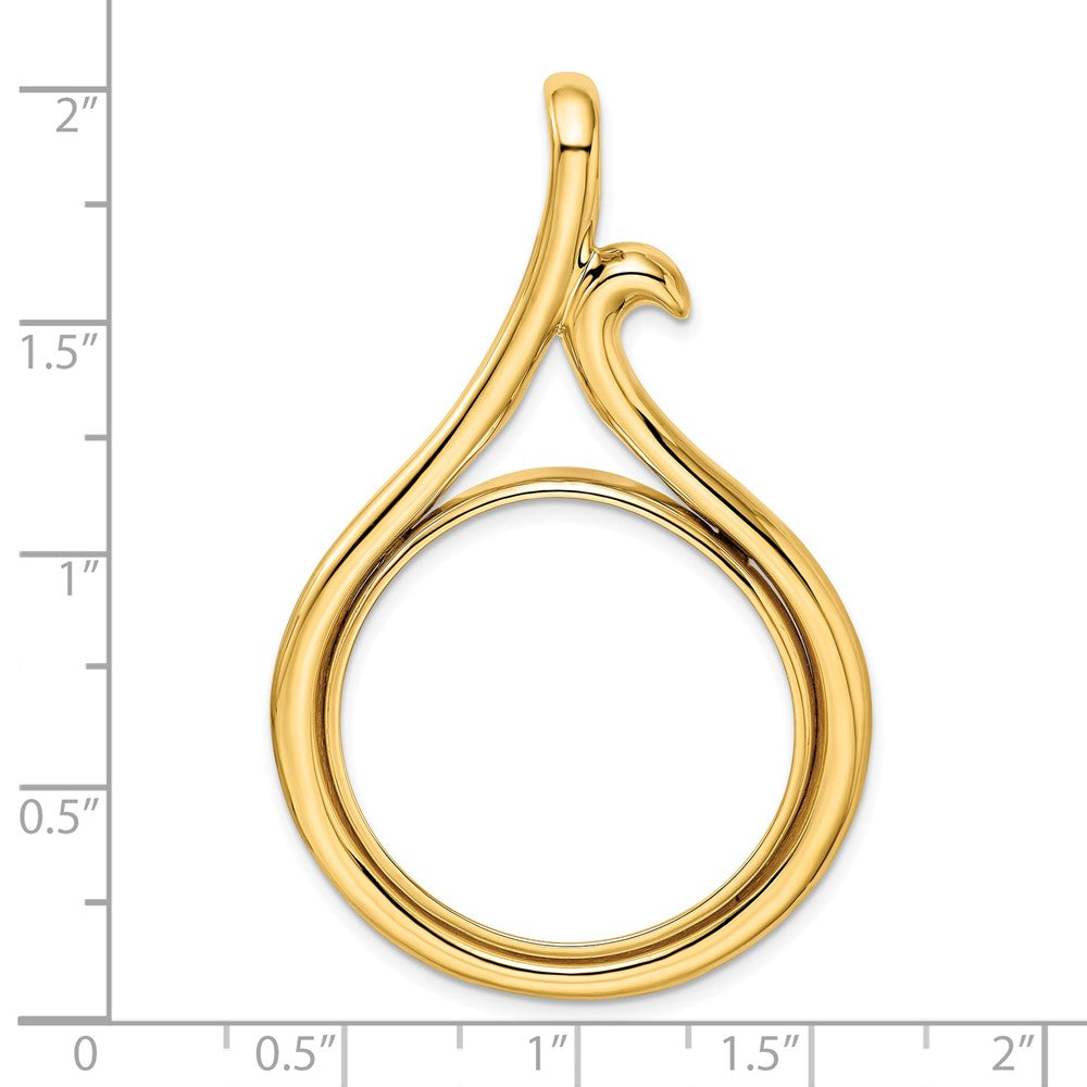 FJC Finejewelers 14 kt Yellow Gold Polished Curled Teardrop 27.0mm Prong Coin Bezel Pendant
