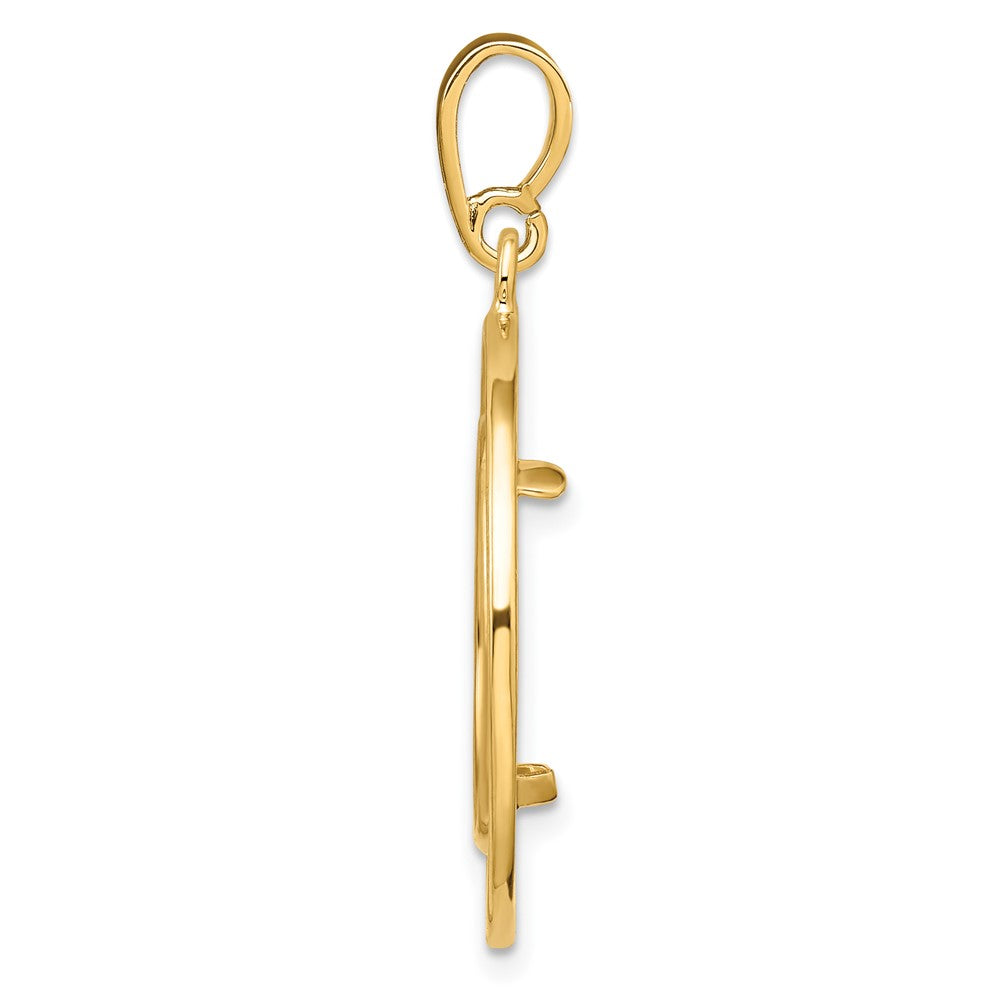 FJC Finejewelers 14 kt Yellow Gold Polished Curved Filigree 16.5mm Prong Coin Bezel Pendant