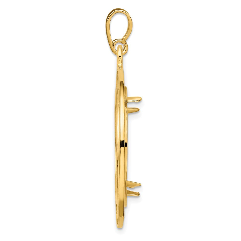 FJC Finejewelers 14 kt Yellow Gold Polished Curved Filigree 21.6mm Prong Coin Bezel Pendant