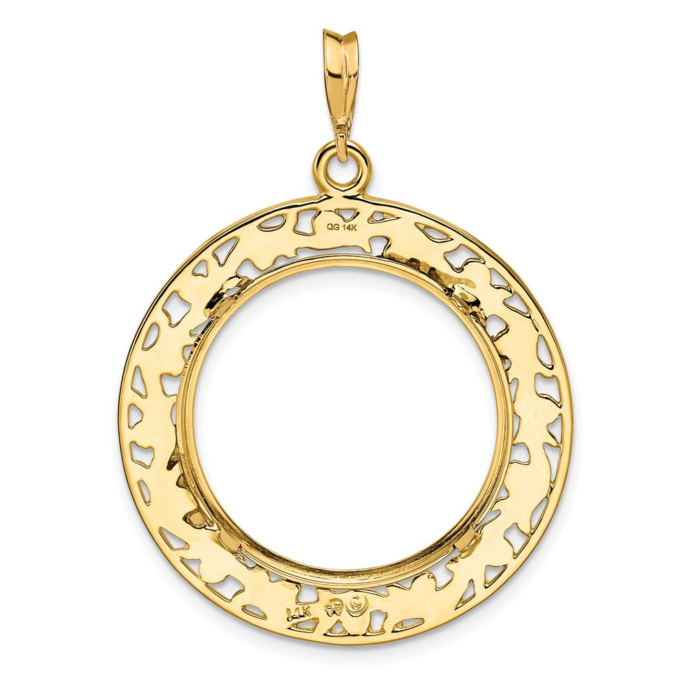 FJC Finejewelers 14 kt Yellow Gold Polished Curved Filigree 22.0mm Prong Coin Bezel Pendant