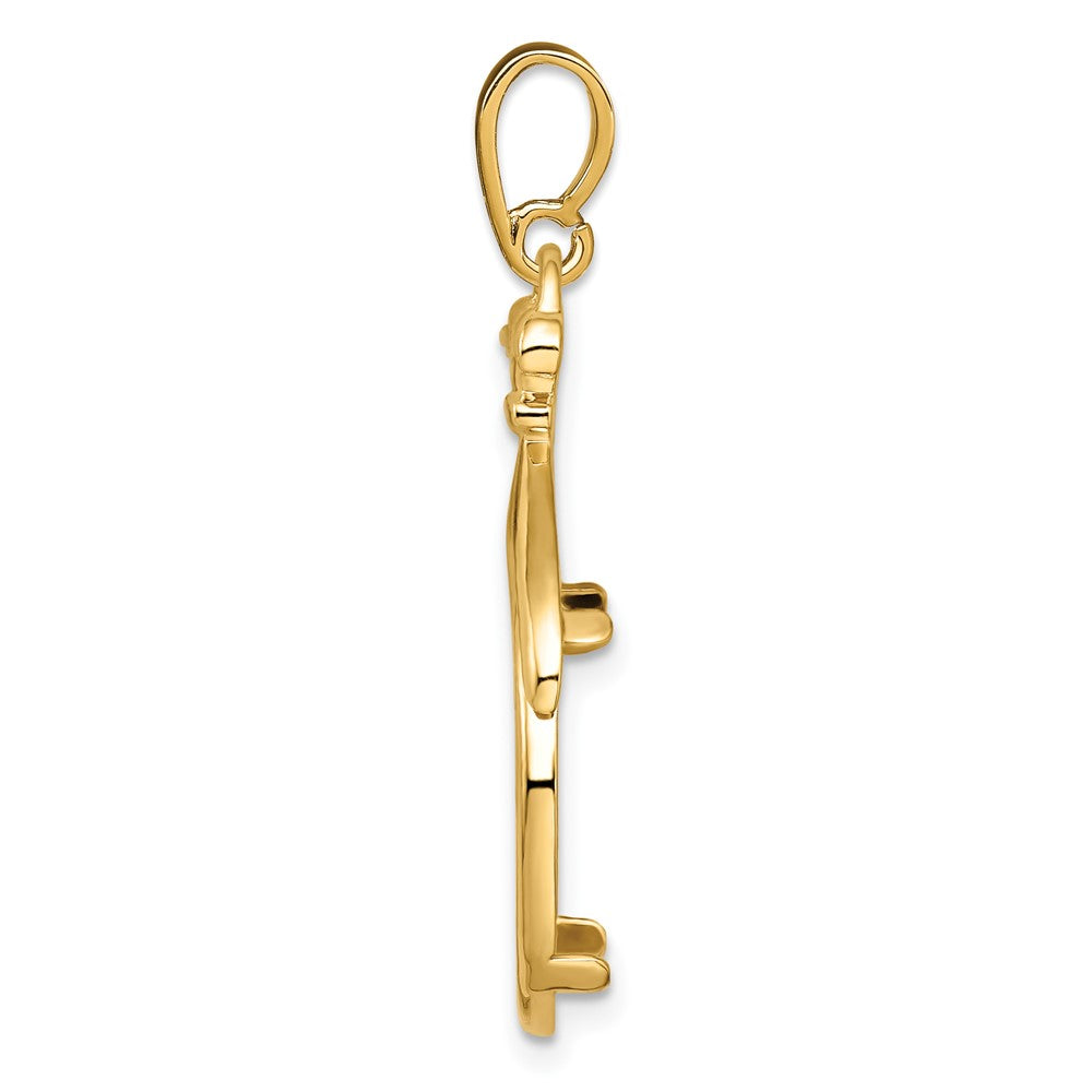 FJC Finejewelers 14 kt Yellow Gold Fancy Pointed and Curved 16.5mm Prong Coin Bezel Pendant