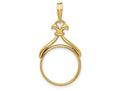 FJC Finejewelers 14 kt Yellow Gold Fancy Pointed and Curved 16.5mm Prong Coin Bezel Pendant