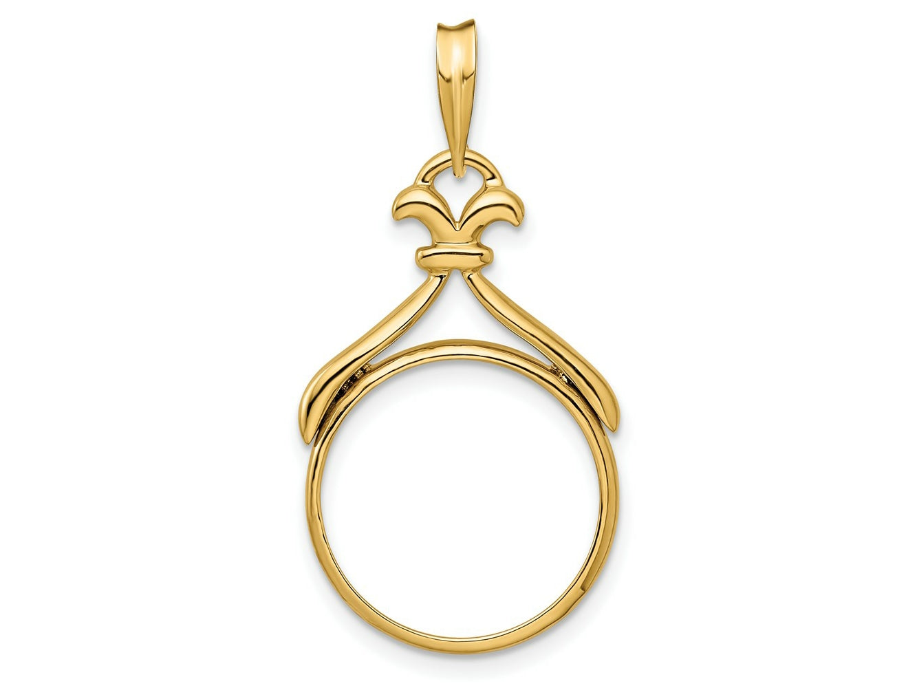 FJC Finejewelers 14 kt Yellow Gold Fancy Pointed and Curved 16.5mm Prong Coin Bezel Pendant