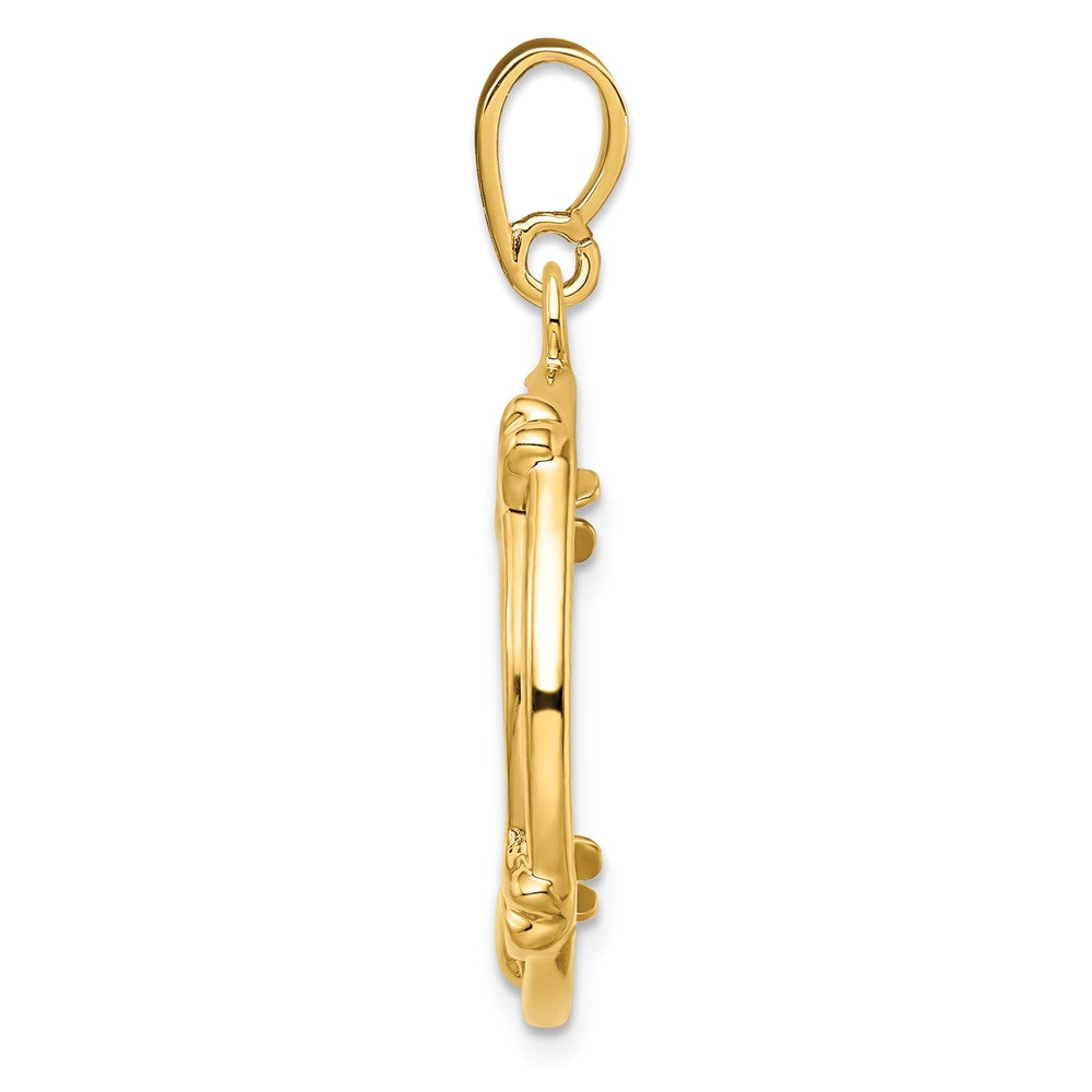 FJC Finejewelers 14 kt Yellow Gold Polished Double Spoke 16.5mm Prong Coin Bezel Pendant