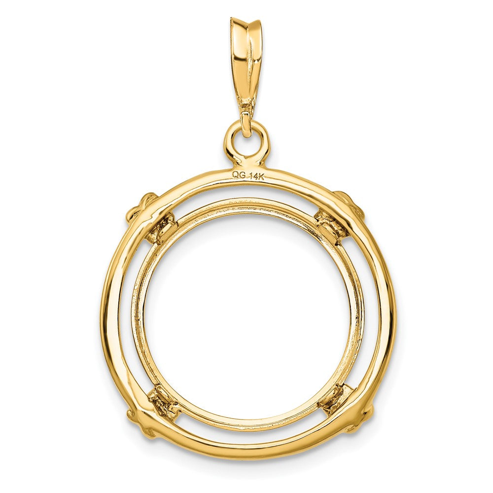 FJC Finejewelers 14 kt Yellow Gold Polished Double Spoke 16.5mm Prong Coin Bezel Pendant