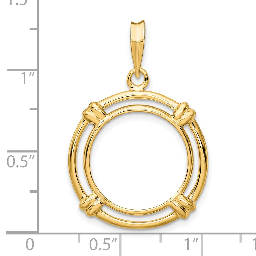 FJC Finejewelers 14 kt Yellow Gold Polished Double Spoke 16.5mm Prong Coin Bezel Pendant