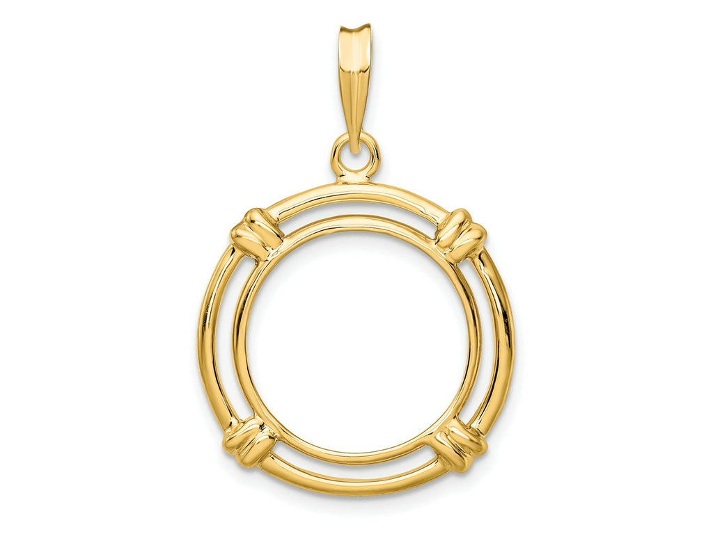 FJC Finejewelers 14 kt Yellow Gold Polished Double Spoke 16.5mm Prong Coin Bezel Pendant