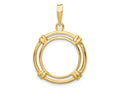 FJC Finejewelers 14 kt Yellow Gold Polished Double Spoke 16.5mm Prong Coin Bezel Pendant