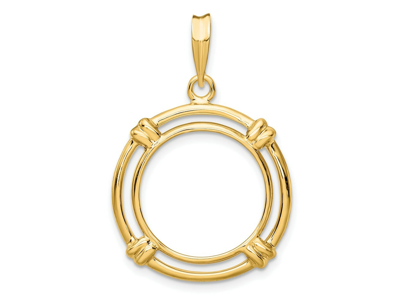 FJC Finejewelers 14 kt Yellow Gold Polished Double Spoke 16.5mm Prong Coin Bezel Pendant