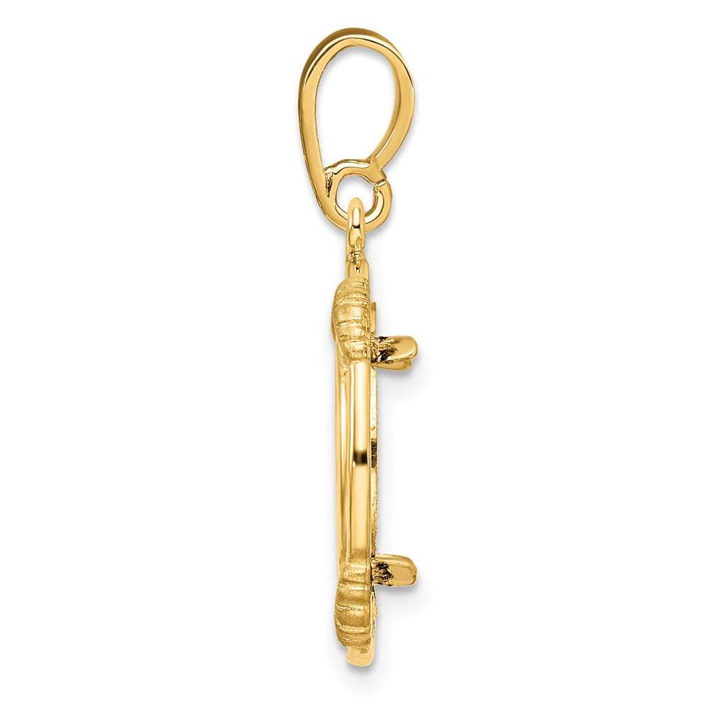 FJC Finejewelers 14 kt Yellow Gold with Satin Shell Spokes 14.0mm Prong Coin Bezel Pendant