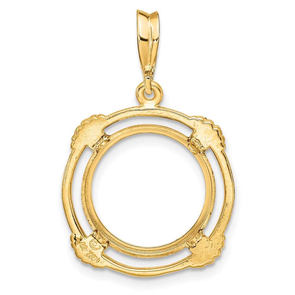 FJC Finejewelers 14 kt Yellow Gold with Satin Shell Spokes 14.0mm Prong Coin Bezel Pendant