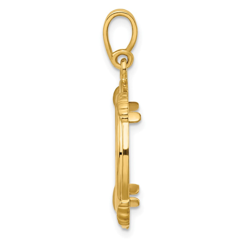 FJC Finejewelers 14 kt Yellow Gold with Satin Shell Spokes 16.5mm Prong Coin Bezel Pendant
