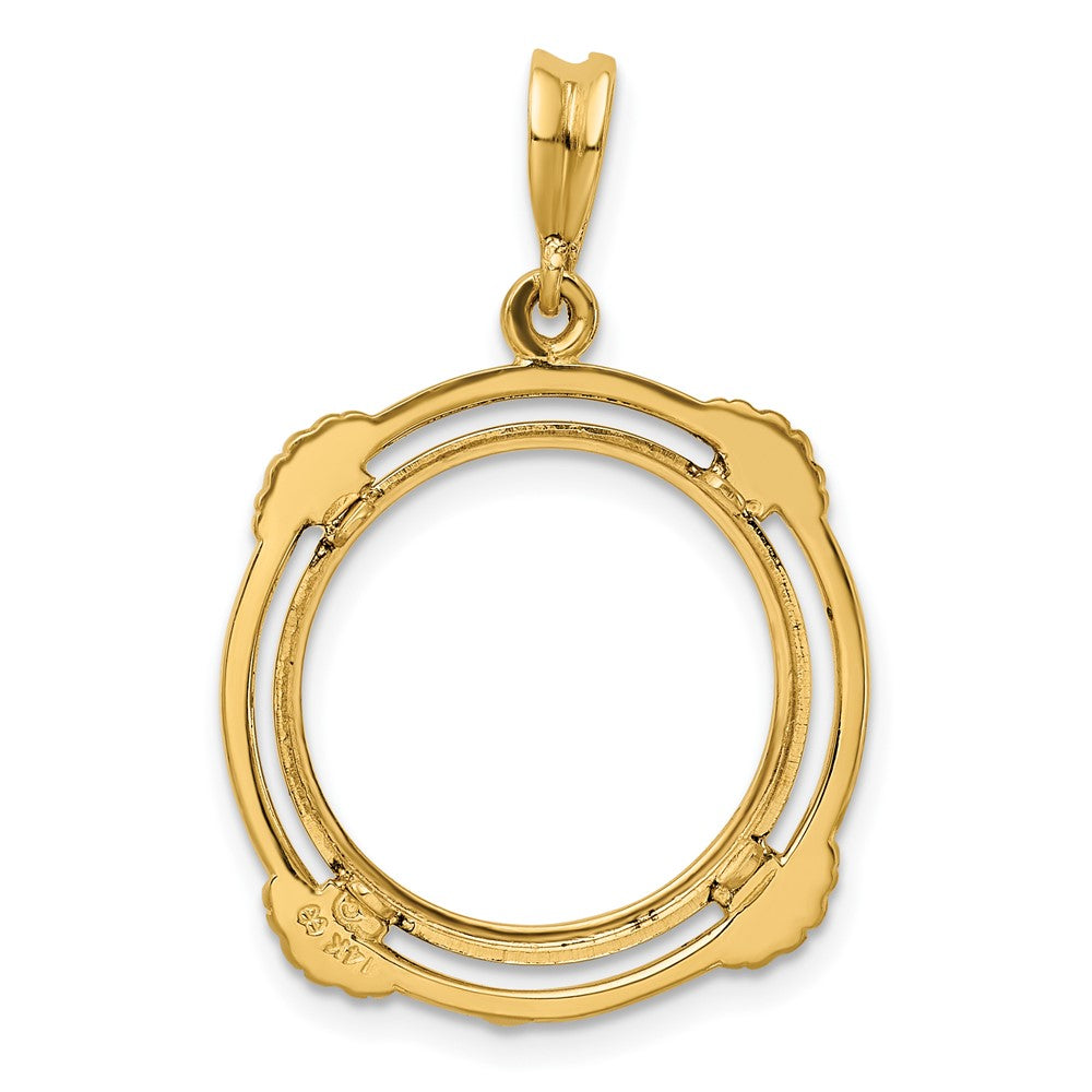 FJC Finejewelers 14 kt Yellow Gold with Satin Shell Spokes 16.5mm Prong Coin Bezel Pendant