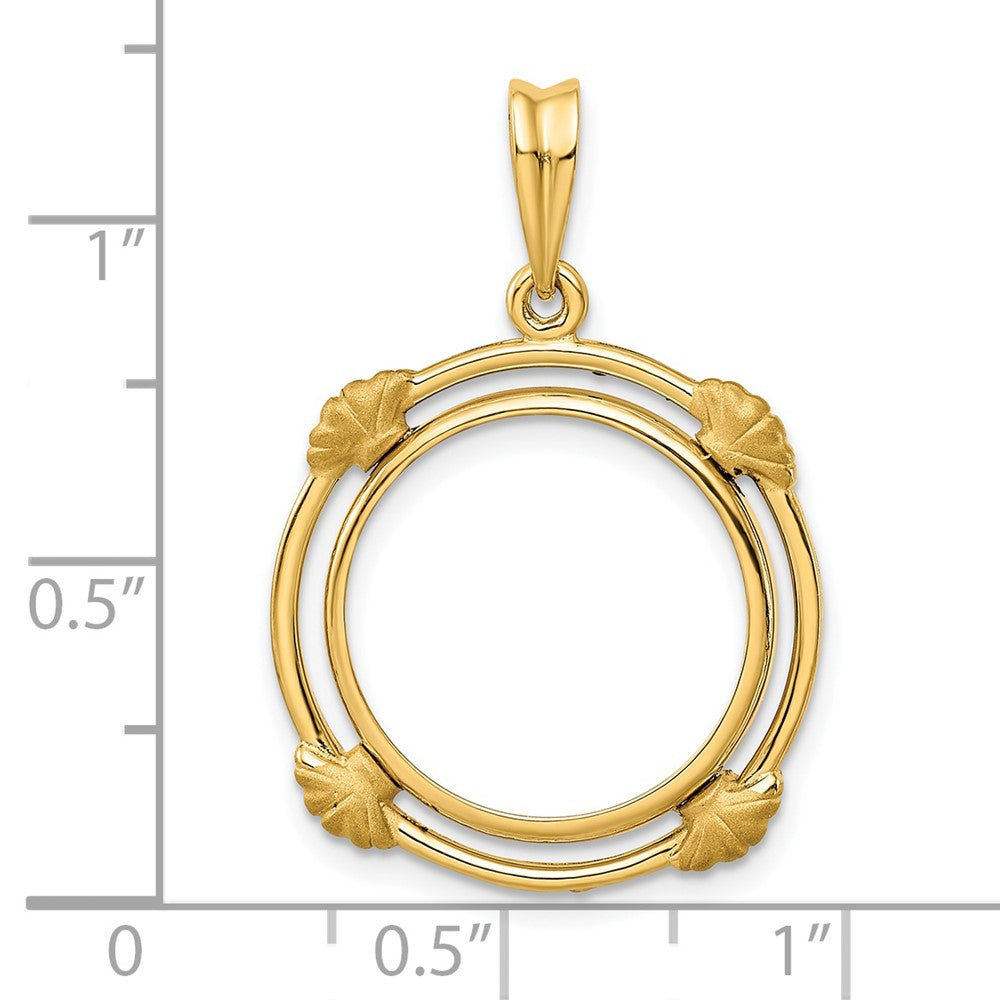 FJC Finejewelers 14 kt Yellow Gold with Satin Shell Spokes 16.5mm Prong Coin Bezel Pendant