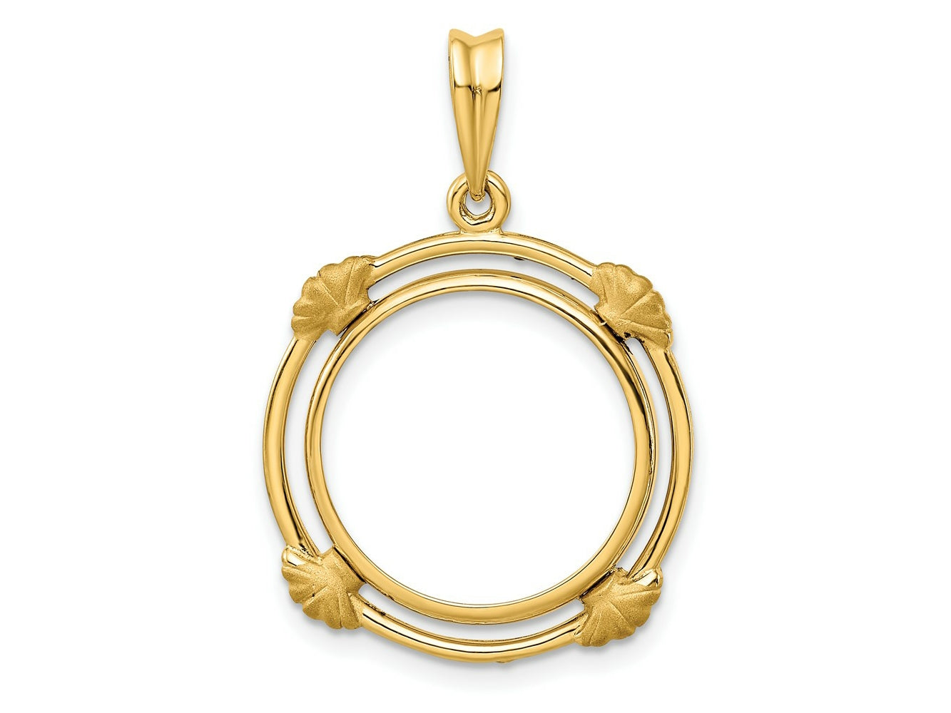 FJC Finejewelers 14 kt Yellow Gold with Satin Shell Spokes 16.5mm Prong Coin Bezel Pendant