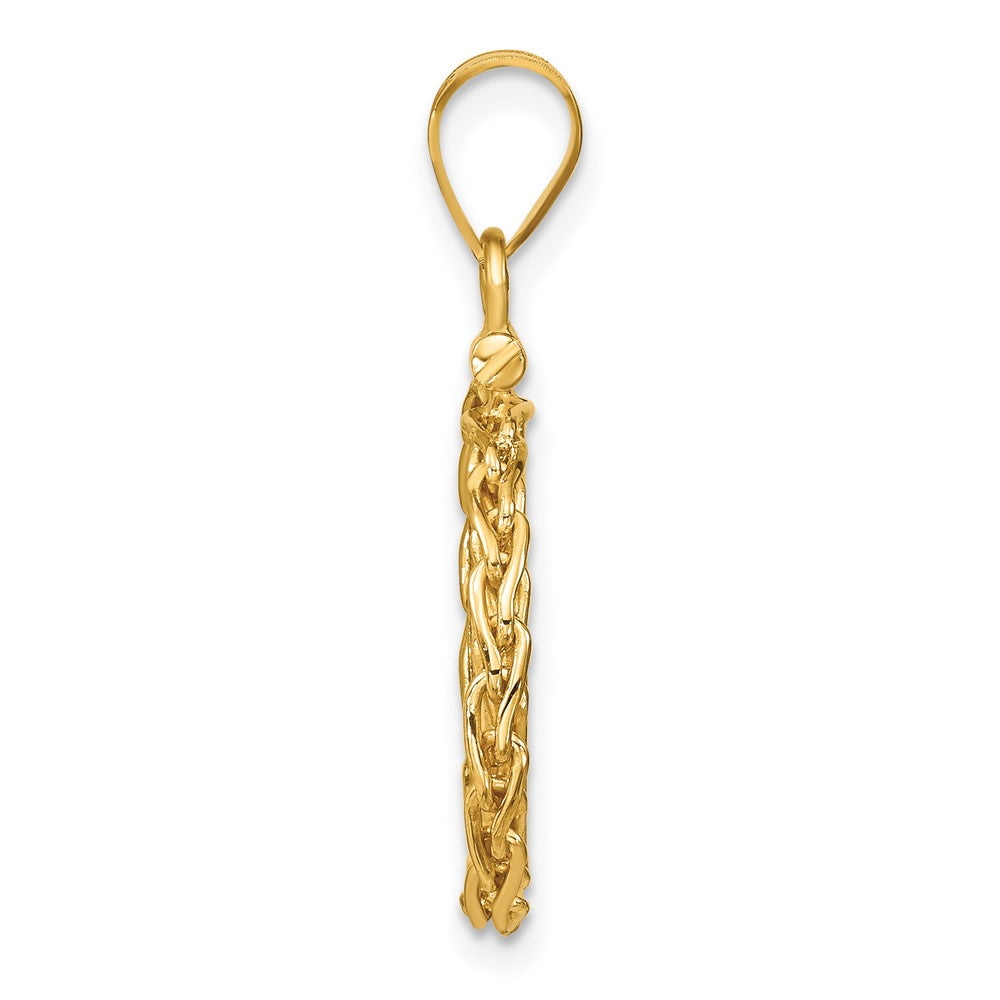 FJC Finejewelers 14 kt Yellow Gold Wheat Chain 14.0mm x 1.1mm Screw Top Coin Bezel Pendant