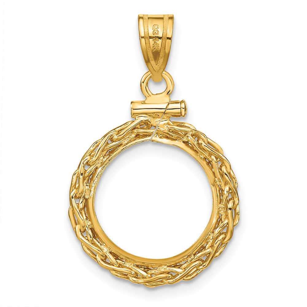 FJC Finejewelers 14 kt Yellow Gold Wheat Chain 14.0mm x 1.1mm Screw Top Coin Bezel Pendant