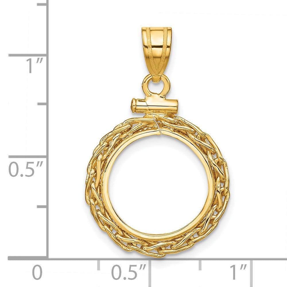 FJC Finejewelers 14 kt Yellow Gold Wheat Chain 14.0mm x 1.1mm Screw Top Coin Bezel Pendant