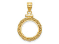 FJC Finejewelers 14 kt Yellow Gold Wheat Chain 14.0mm x 1.1mm Screw Top Coin Bezel Pendant