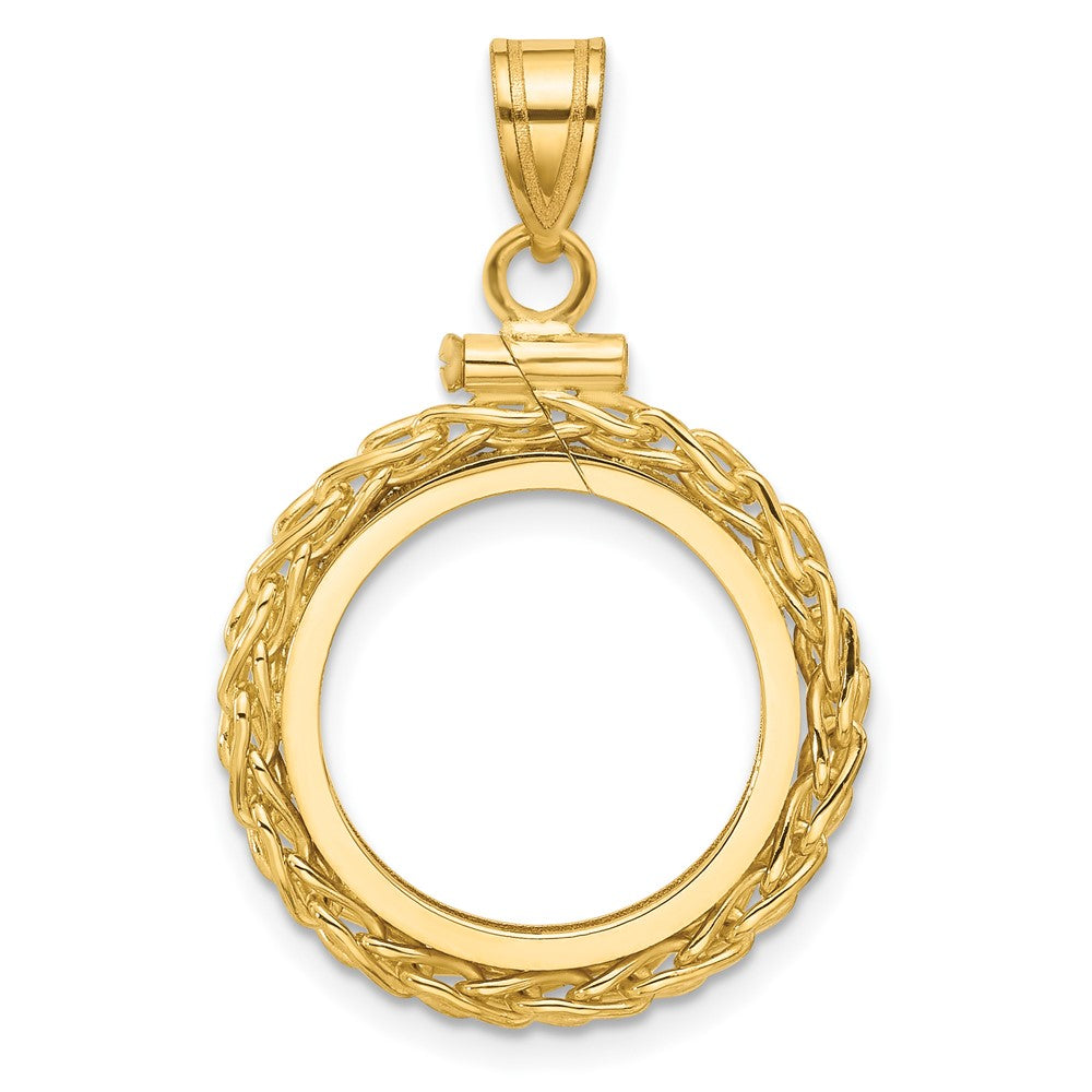 FJC Finejewelers 14 kt Yellow Gold Wheat Chain 16.5mm x 1.35mm Screw Top Coin Bezel Pendant