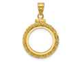 FJC Finejewelers 14 kt Yellow Gold Wheat Chain 16.5mm x 1.35mm Screw Top Coin Bezel Pendant