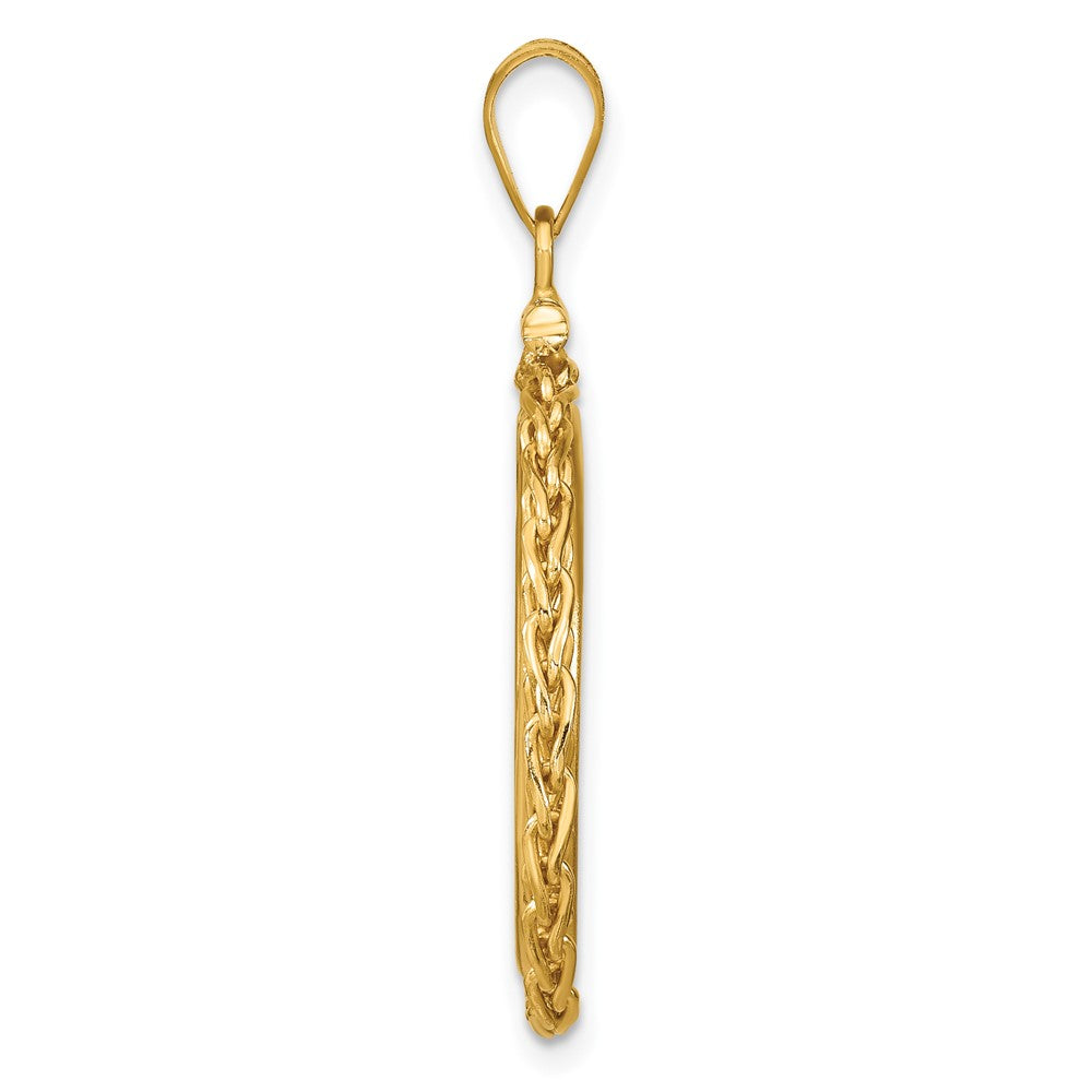 FJC Finejewelers 14 kt Yellow Gold Wheat Chain 21.6mm x 1.7mm Screw Top Coin Bezel Pendant