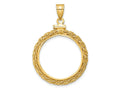 FJC Finejewelers 14 kt Yellow Gold Wheat Chain 21.6mm x 1.7mm Screw Top Coin Bezel Pendant