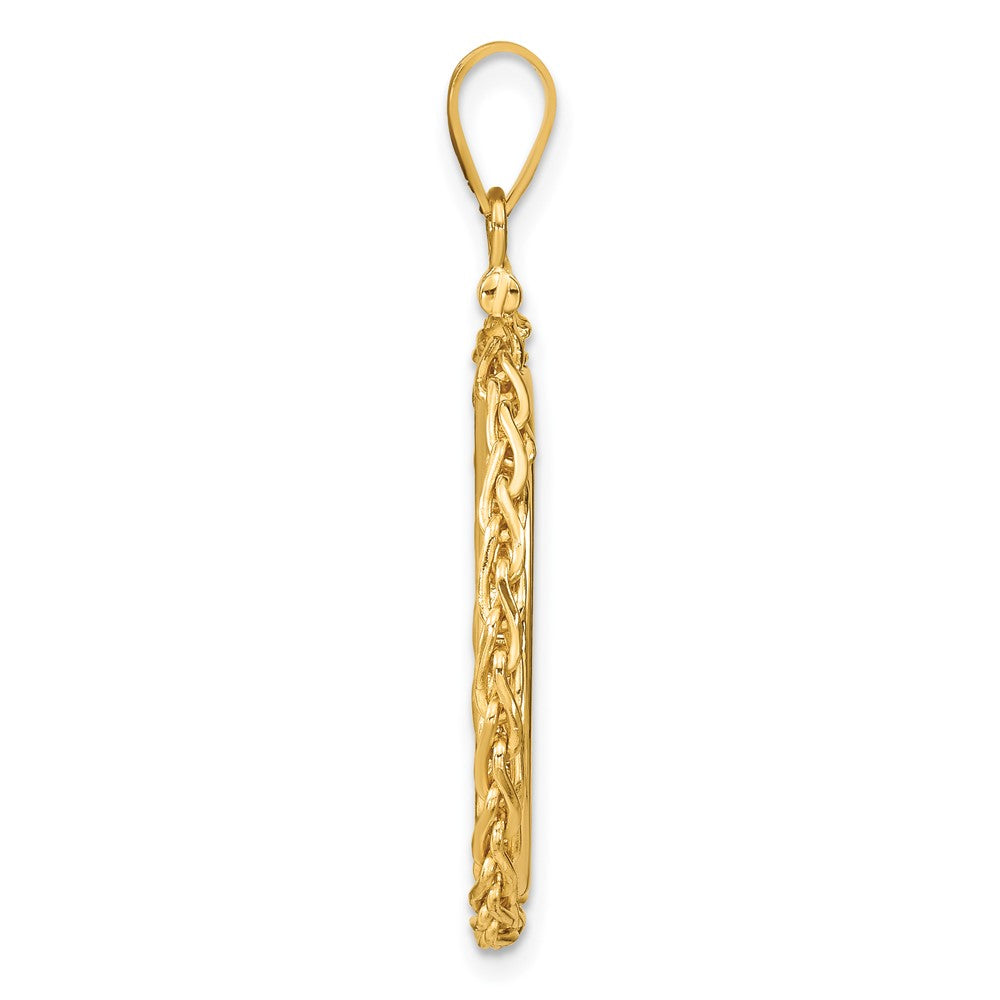 FJC Finejewelers 14 kt Yellow Gold Wheat Chain 22.0mm x 1.9mm Screw Top Coin Bezel Pendant