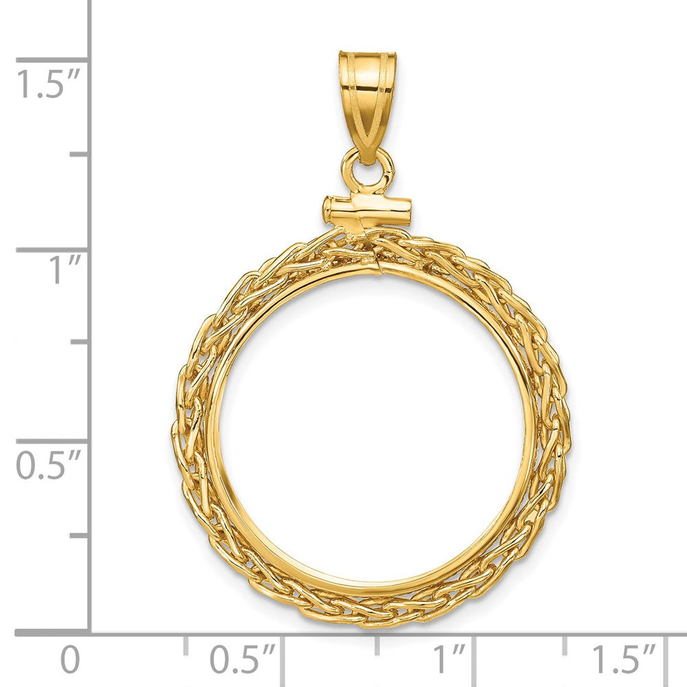 FJC Finejewelers 14 kt Yellow Gold Wheat Chain 22.0mm x 1.9mm Screw Top Coin Bezel Pendant