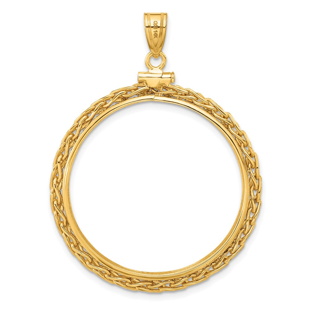 FJC Finejewelers 14 kt Yellow Gold Wheat Chain 30.0mm x 3.00mm Screw Top Coin Bezel Pendant