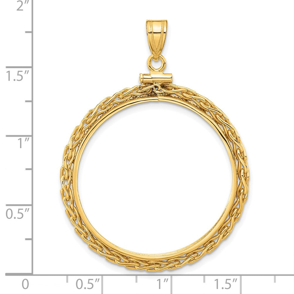 FJC Finejewelers 14 kt Yellow Gold Wheat Chain 30.0mm x 3.00mm Screw Top Coin Bezel Pendant