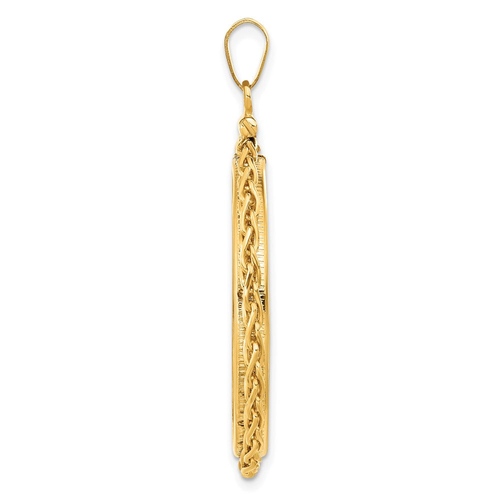 FJC Finejewelers 14 kt Yellow Gold Wheat Chain 30.0mm x 3.00mm Screw Top Coin Bezel Pendant