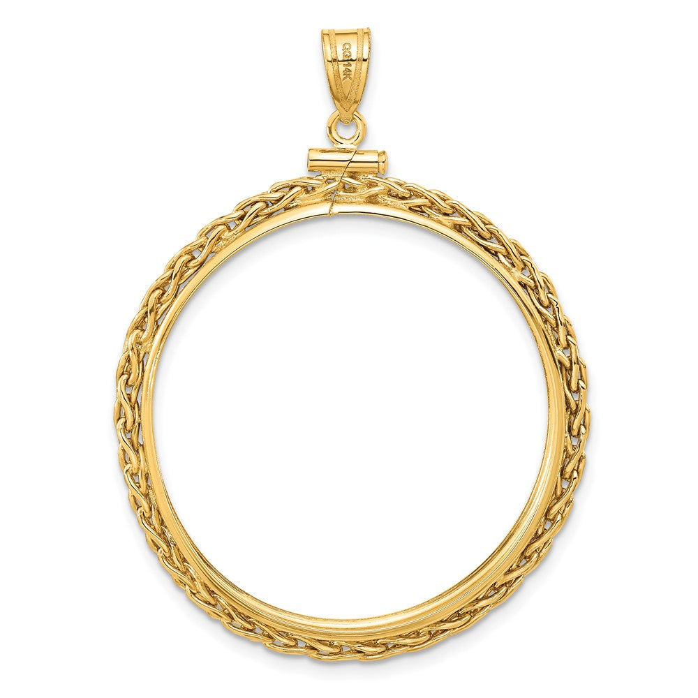 FJC Finejewelers 14 kt Yellow Gold Wheat Chain 32.0mm x 2.85mm Screw Top Coin Bezel Pendant
