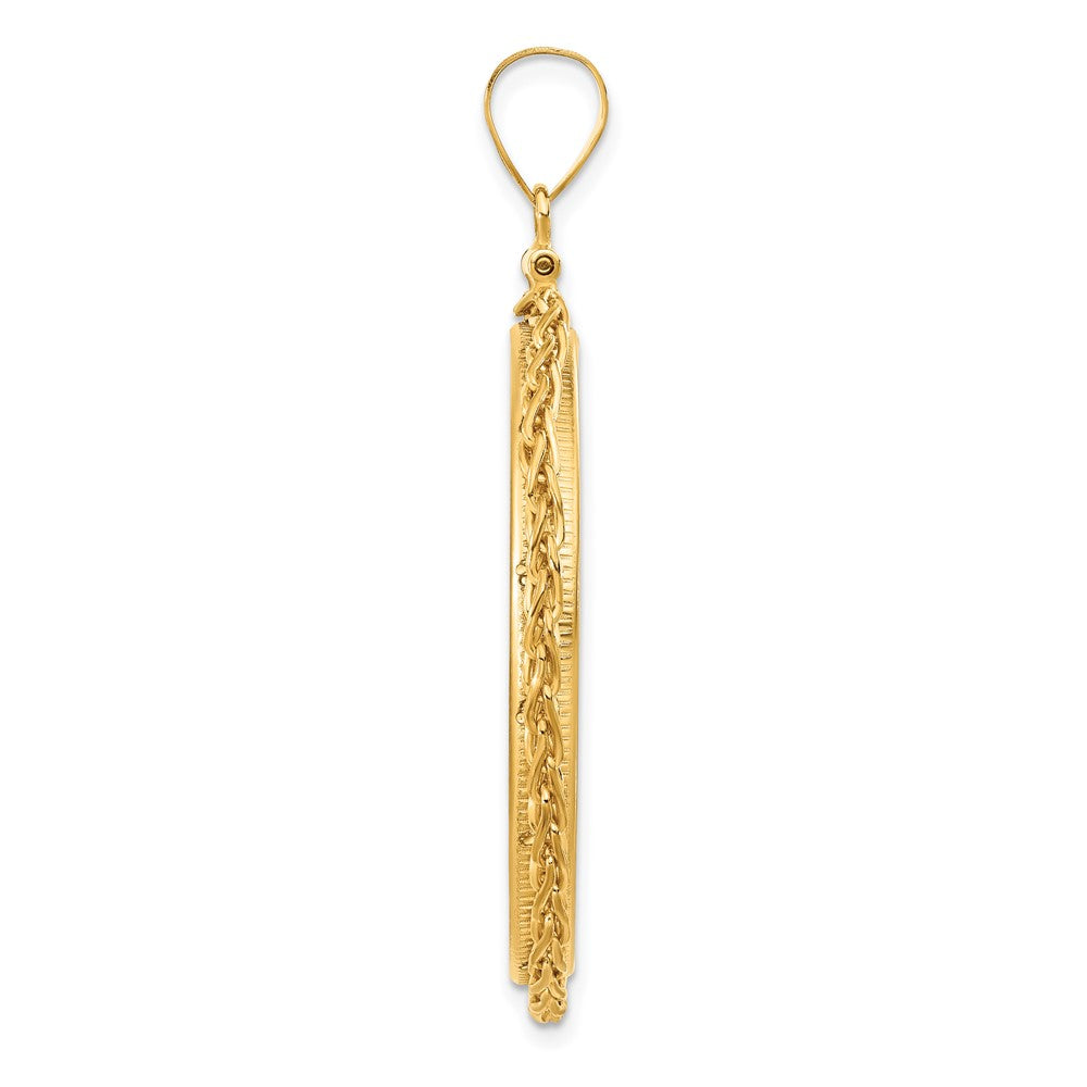 FJC Finejewelers 14 kt Yellow Gold Wheat Chain 34.2mm x 2.85mm Screw Top Coin Bezel Pendant
