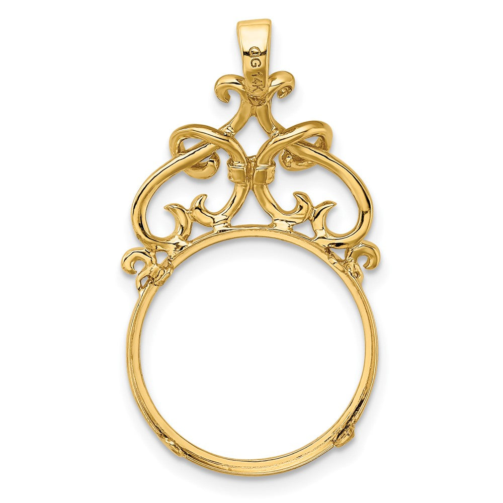 FJC Finejewelers 14 kt Yellow Gold Polished Filigree Top 13.0mm Prong Coin Bezel Pendant