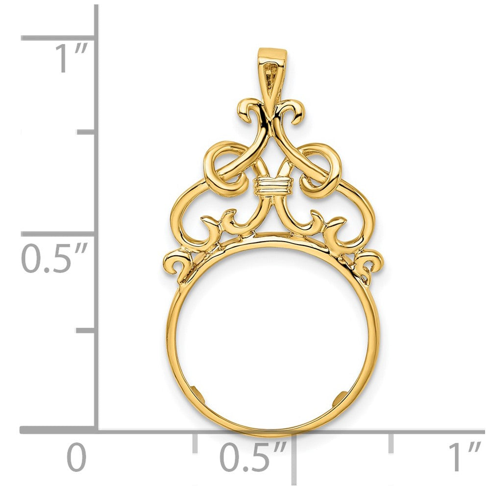 FJC Finejewelers 14 kt Yellow Gold Polished Filigree Top 13.0mm Prong Coin Bezel Pendant