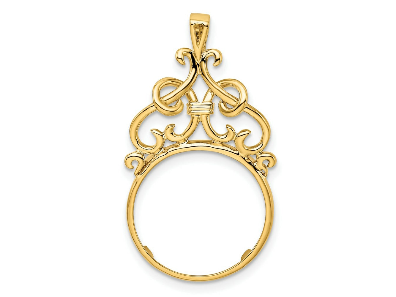 FJC Finejewelers 14 kt Yellow Gold Polished Filigree Top 13.0mm Prong Coin Bezel Pendant